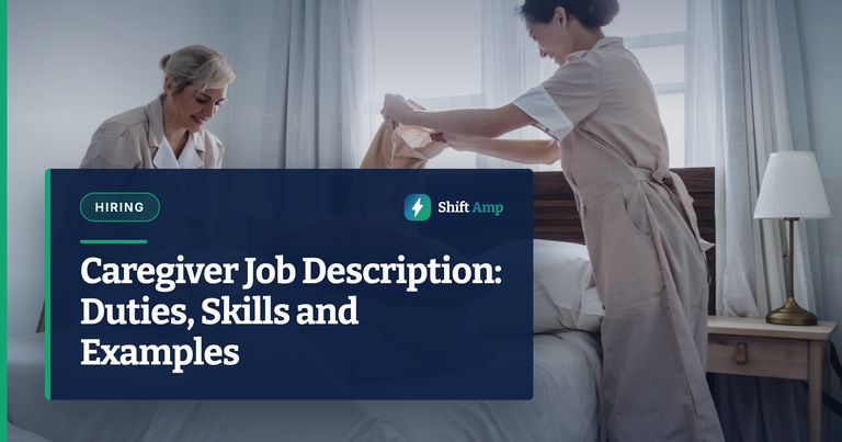 Two housekeepers in uniform fixing a hotel room bed with fresh linen and pillows.
