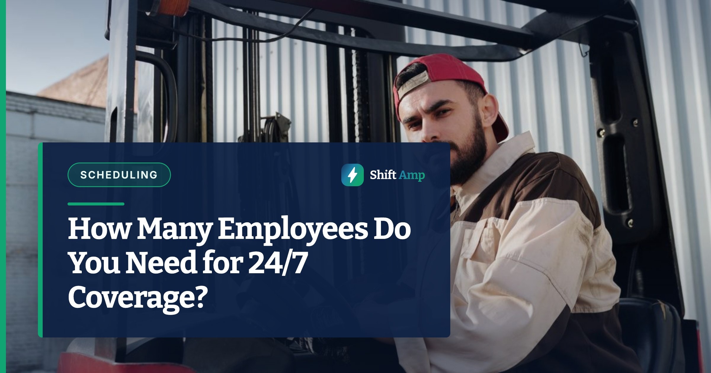 Forklift operator working a shift in an industrial warehouse setting.